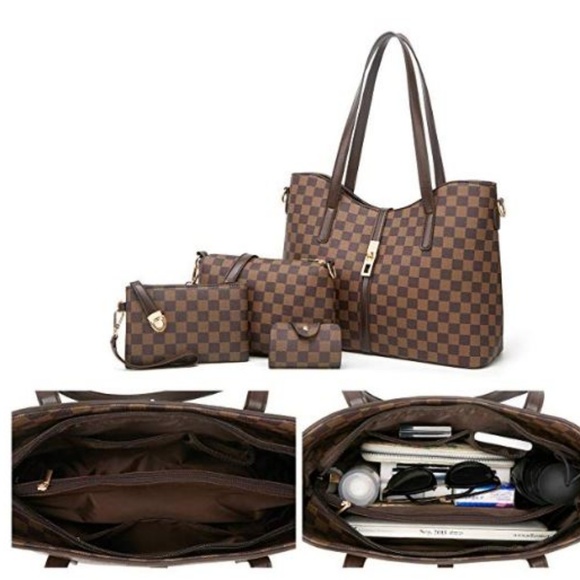 FREE SHIPPING - 4 PIECE PURSE SET - COFFEE BROWN - Picture 2 of 7